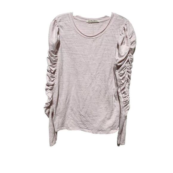 We The Free People Light Pink Shirred Ruched Natasha Long Sleeve Shirt - Picture 3 of 8